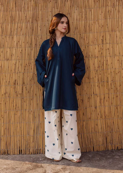 Playful Hearts – Solid Kurta with Printed Trousers