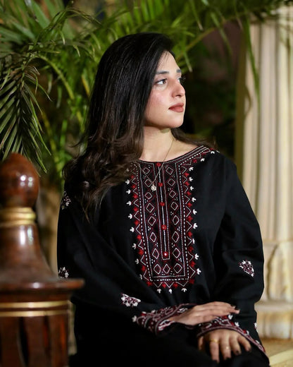 Sindhi Embroidered Long-Length Suit