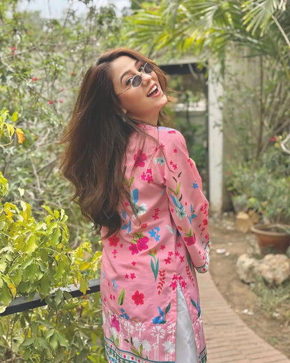 Pink Floral – Silky Lawn 2-Piece Set