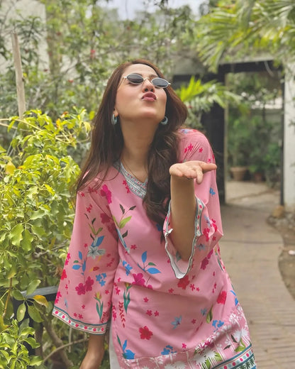 Pink Floral – Silky Lawn 2-Piece Set