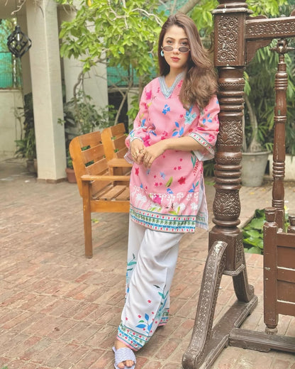 Pink Floral – Silky Lawn 2-Piece Set