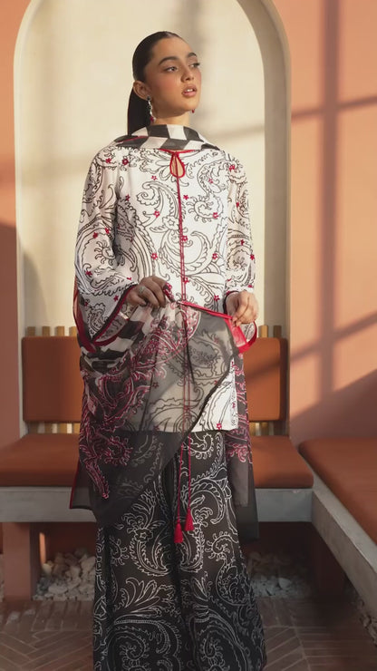 Mahira – Scarlet Touch Printed 3-Piece Suit