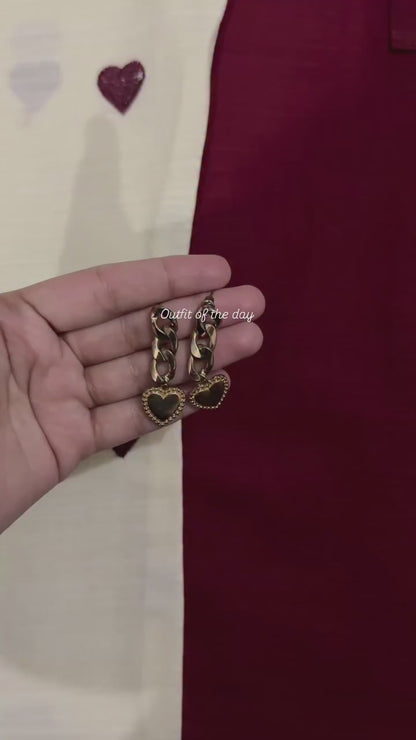 Playful Hearts – Solid Kurta with Printed Trousers