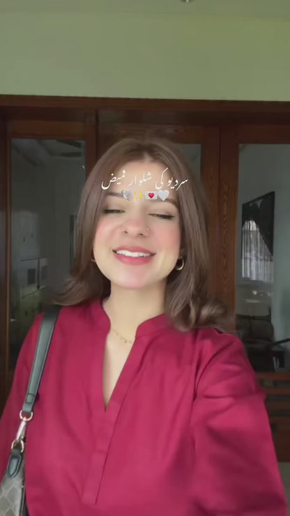 Playful Hearts – Solid Kurta with Printed Trousers